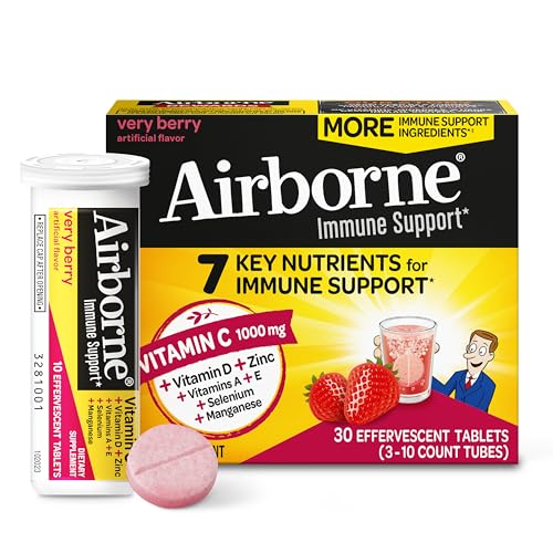 Airborne 1000mg Vitamin C with Vitamin D & Zinc,...