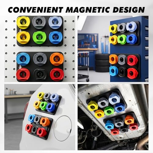 Image of 20-Piece Engine Oil Funnel Kit, 1.59QT /1.5L Oil Funnel Set with 12 Adapters, Siphon Hose Pump, Towel, Elbow Fitting, Arrow Screen and Magnetic Storage Hooks Tray, Compatible with GM /Ford /BMW /Audi Etc.