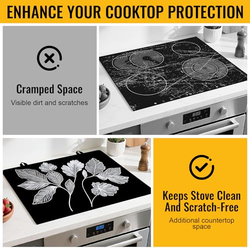 Image of Stove Top Cover for Electric Stove,Glass Stove Top Cover, Heat Resistant Glass Cooktop Cover, Stovetop Protector, Kitchen Decor, Dish Drying Mats Cover for Ceramic Washer Top 28.5x20.5 inch