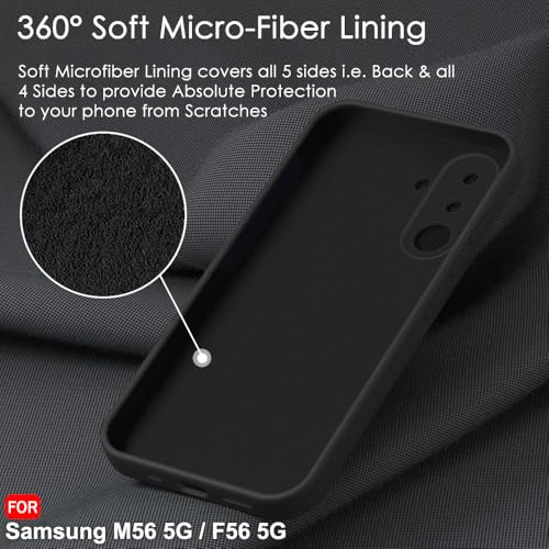 Image of TheGiftKart Liquid Silicone Back Cover Case for Samsung Galaxy M56 5G / F56 5G | Soft Micro-Fibre Lining Inside | Camera & Screen Protection | Shockproof Back Cover Case (Silicone, Black)