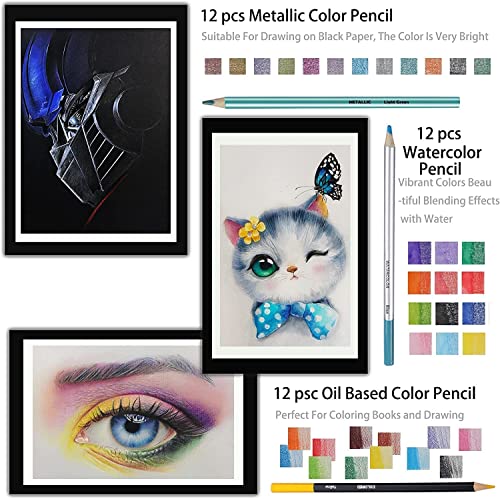 Image of Pieces Professional Drawing Pencils and Sketch Kit for Artist (75)