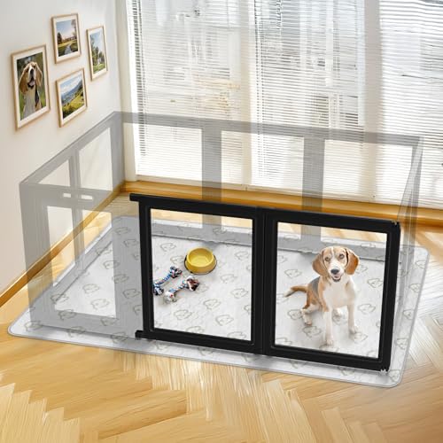 Image of FXW AuraSpace Acrylic Indoor Dog Playpen for Medium Dogs, 35 inch, 2 Panels, Black