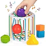 LOTOY Baby Toys for 1-2 Year Old Girl Gifts,Learning Education Toys for Toddler Age 1-2 Montessori Shape Sorter, Sensory Bin for Infant Toys 6-12-18 Months Baby Rattle Blocks