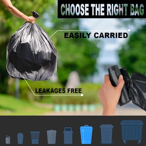 Image of Ella Garbage Bags 30x37 Inches Extra Large 60 Bags 6 Rolls | Leak Proof & Tear Resistant Trash Bags for Kitchen & Commercial Use | Dustbin Bags For Dry & Wet Waste With Free Check Duster Cloth-Black