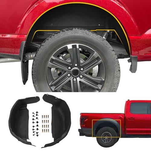 Maxzina Rear Wheel Well Liners Compatible with 2021-2025 Ford F150 (Not for Raptor) Rear Wheel Arch Liners No Drilling Well Guards Tire Inner Fenders for 2024 F-150 Replacement Accessories (2PCS)