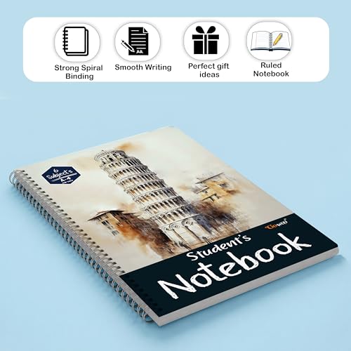 Image of GOWOO A4 size Ruled spiral notebook || set of 4 || 800 pages || 4x200 pages each notebook || Daily Practice Book