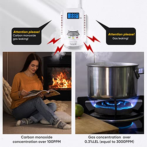 Dual Lp/Co Carbon Monoxide Detector, Gas Co Combination 2 In 1 Alarm, Plug In Co Detector And Combustible Gas Detector, Propane, Lpg, Gas Detector For Kitchen, Home, Rv (2 Pcs) #TOP2