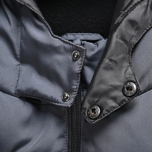 Image of Men's Hooded Puffer Jacket Down Alternative Lightweight Warm Coat Stand Collar Winter Insulated Quilted Coat