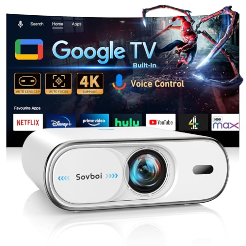 Projector Compatible with Google TV|1800 ANSI|Auto Lens Cap&4D Keystone|Auto Focus|Voice Control...