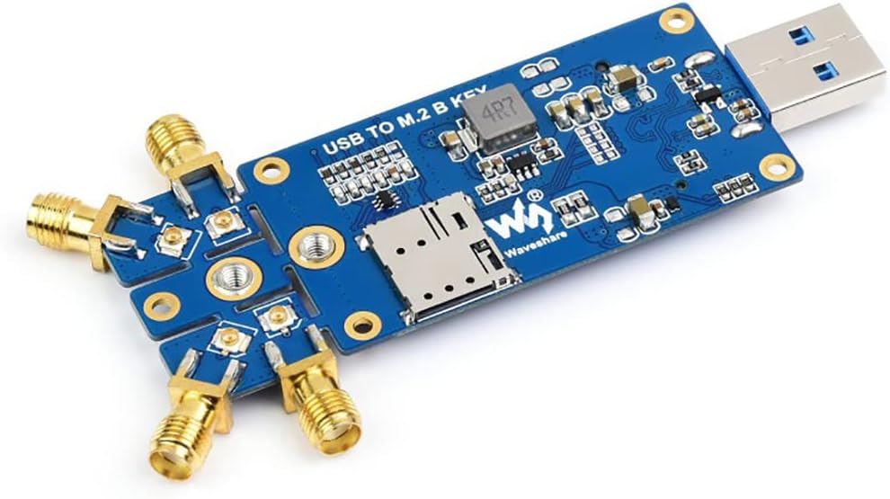 USB to M.2 B Key 5G Module Adapter with Aluminum Alloy Heatsink, Quad Antennas, USB 3.1 Interface, Compatible with SIMCom/Quectel/Fibocom, for 3042/3052, for Raspberry Pi/Jetson/PC