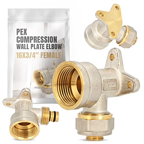 PEX - Codo con placa de pared 16x3/4 IG agua calefacción pieza en V accesorio de rosca compresión placa de pared codo tubería conector accesorios de tubería sistemas sanitario-calefacción