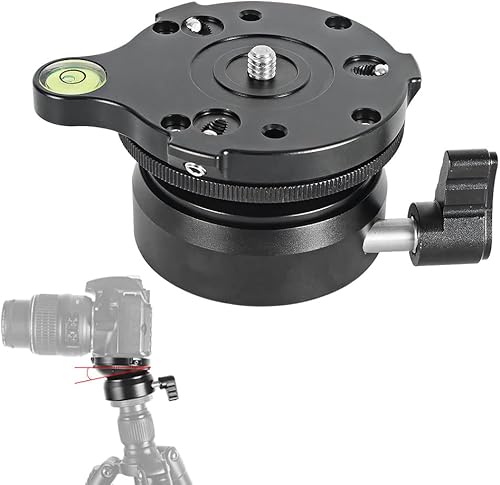 BEXIN Base de nivelación de trípode nivelador de aleación de aluminio con nivel de burbuja compensado para Canon, Nikon y otras cámaras DSLR con