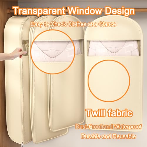 Space Saving Hanging Garment Bag, Breathable Garment Bags, Garment Bags for Hanging Clothes, Hanging Garment Bags, for Down Jacket(Gray,58x110cm/23x43in)4