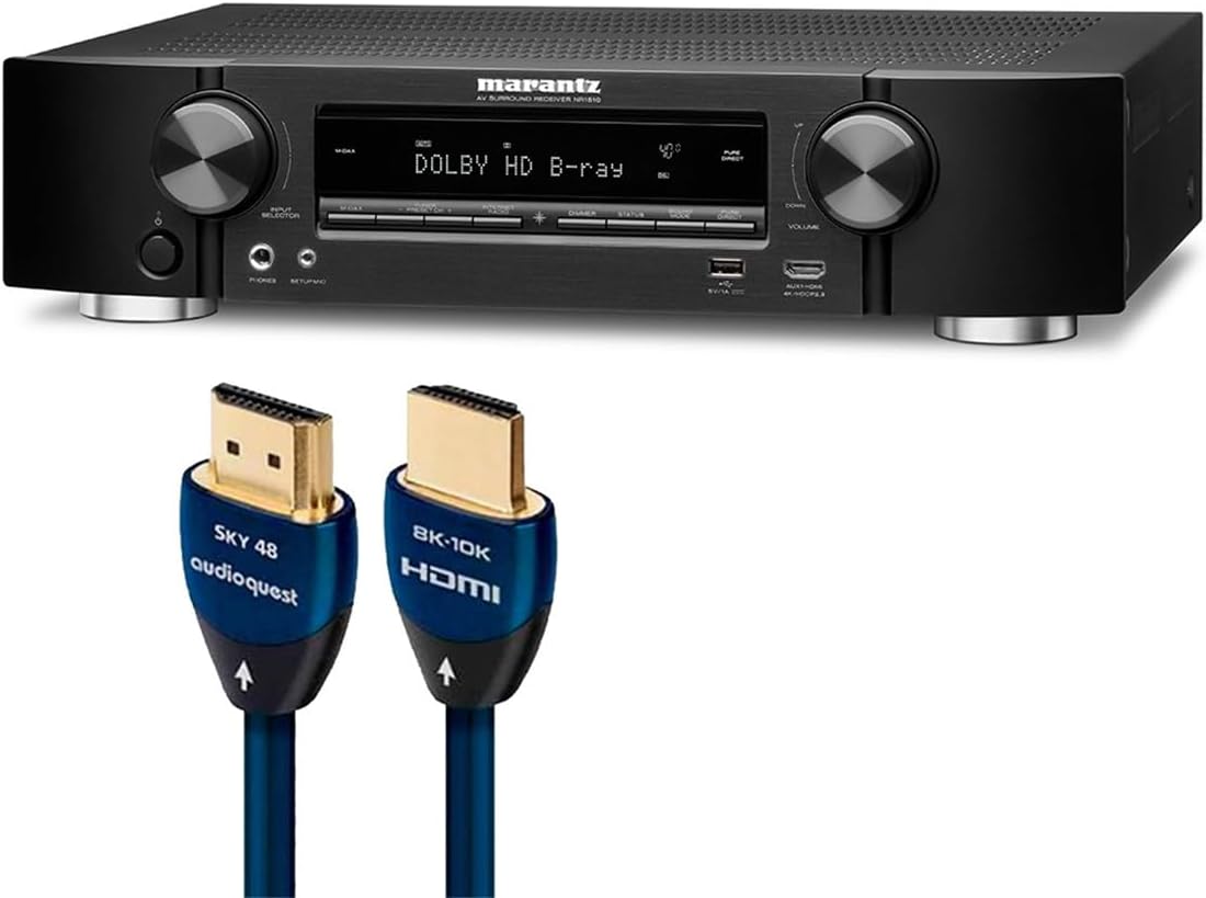 Marantz NR1510 5.2 Channel 4K AV Receiver with AudioQuest Sky 3m HDMI Cable