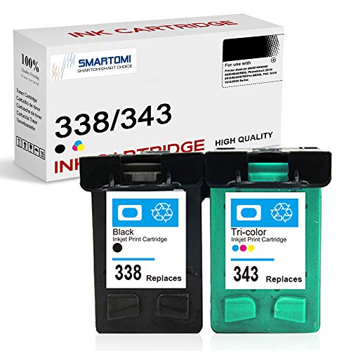 SMARTOMI gereviseerde 338 343 compatibele HP 338 343 XL-inktcartridges voor gebruik met DeskJet 460 5740 6540 6620 6840 9800 PhotoSmart 2575 2610 8450 8750 Pro B8360 PSC 1610 1613 2355 Series 2PK