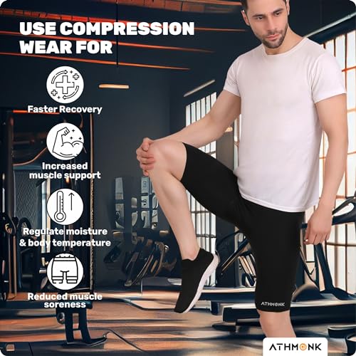 Image of 4-Way Lycra Compression Shorts for Men | Tight Skin Fit, Non Padded | Cycling Running Workout Gym Cricket Football Sports | Tummy Tuck Recovery Muscle Support | Quick Dry Anti-Chafe