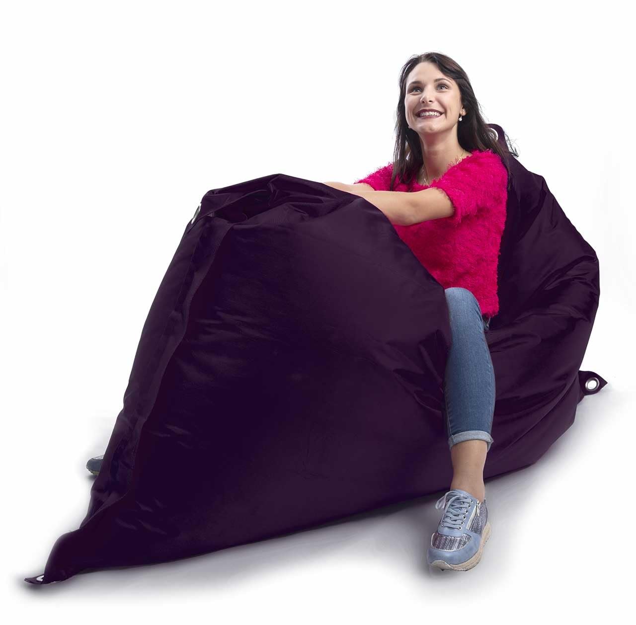 LIVEDECO - Housse Vide Pouf Géant XL Imperméable Extérieur Outdoor Aubergine Iron RAW BiG52