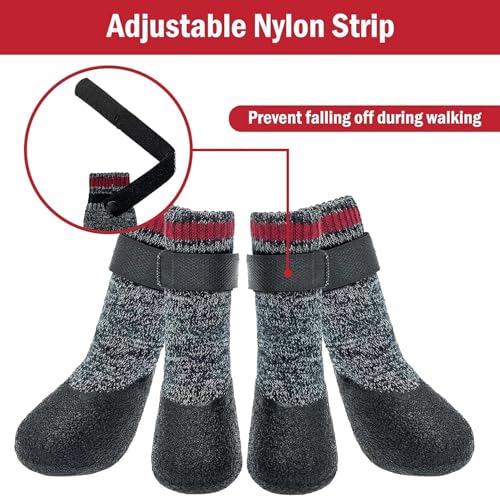 Image of Mihachi Dog Socks Rubber Sole Paw Protectors with Straps Traction Control Anti-Slip Waterproof Boots Winter Paw Protectors