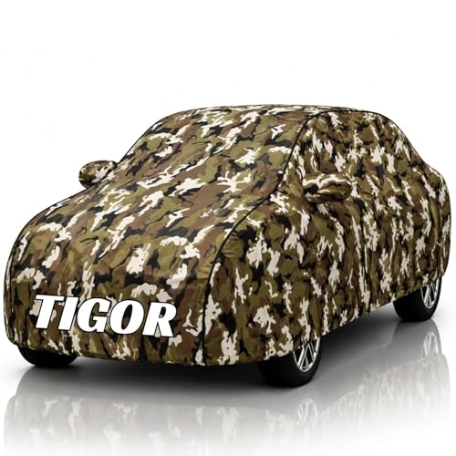 Image of Safe-Cars New Jungle 100% Waterproof Tigor Car Cover | Polyester Car Body Cover for Rain & Sun | UV Protection, Dustproof, Scratch Resistant, Windproof, Heat Resistant, Custom Fit