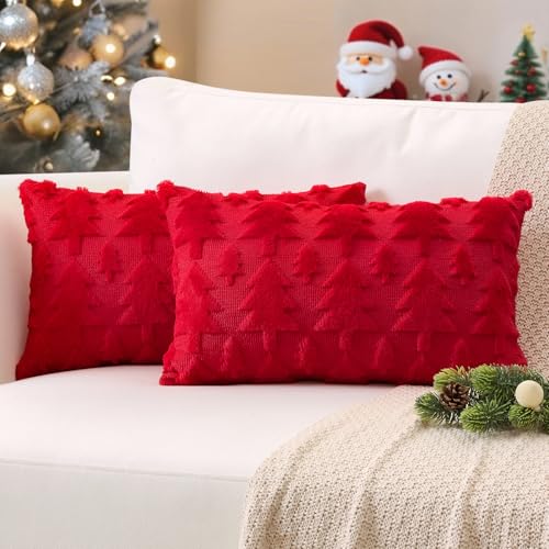 JOTOM 2er Set Weihnachten Kissenbezüge, Plüsch Kurze Wolle Dekorativ...