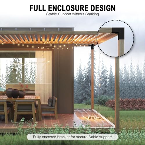 Image of 3-Way Pergola Brackets Kit, DIY Right Corner Woodwork Brackets for 4 inch x 4 inch (Actual:3.5 inch x 3.5 inch) Lumber for Patio Pergolas, Gazebos, Log Cabin W /Hardware (2 Pack)