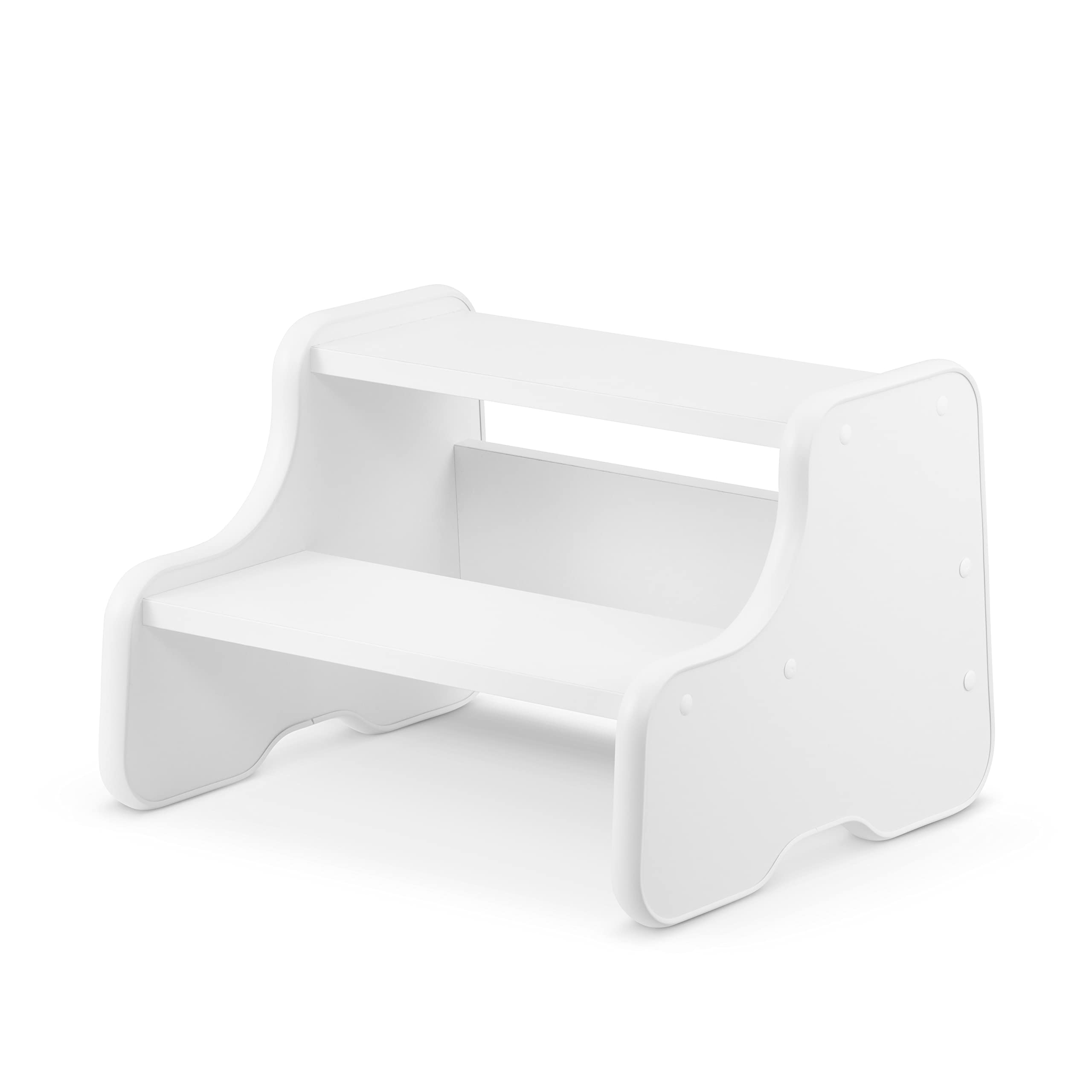 defiPad Tritthocker mit 2 Stufen | Holzhocker für Kinder | Kindertreppchen Schemel | Kindermöbel für Bad, Küche, Kinderzimmer ab 2 Jahre | Toilettenhocker | Hocker Holz | Kinderzimmer Möbel | Weiß