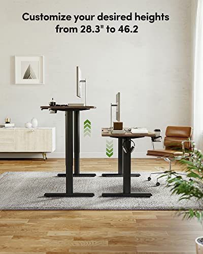 Image of FEZIBO Height Adjustable Electric Standing Desk, 44 x 24 Inches Stand up Table, Sit Stand Home Office Desk with Splice Board, Rusticbrown