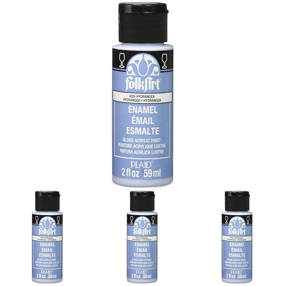 FolkArt Enamel Glass & Ceramic Paint in Assorted Colors (2 oz), 4024, Hydrangea (Pack of 4)