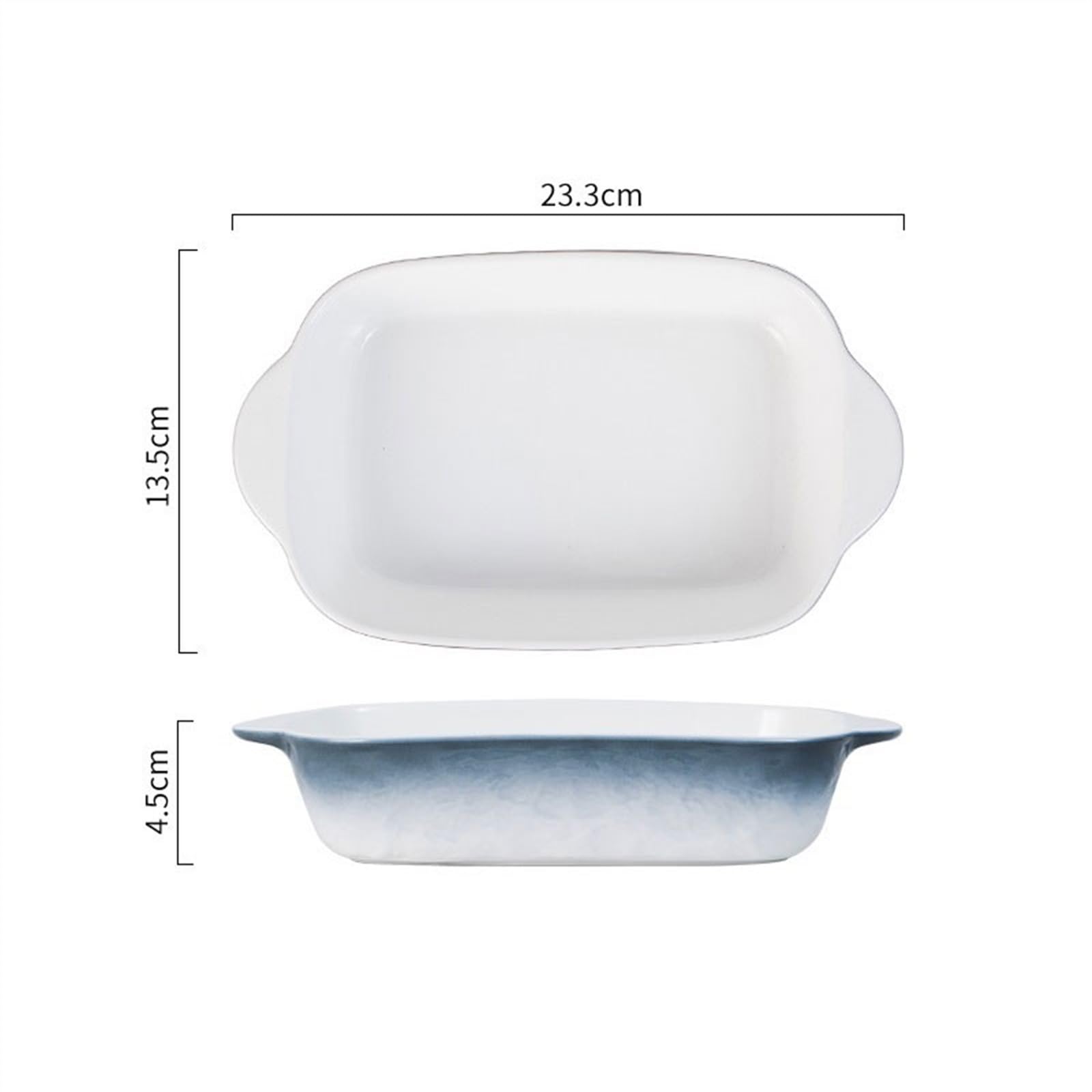 Plat de cuisson à Double oreille en céramique, micro-ondes domestique Pain(Blue)
