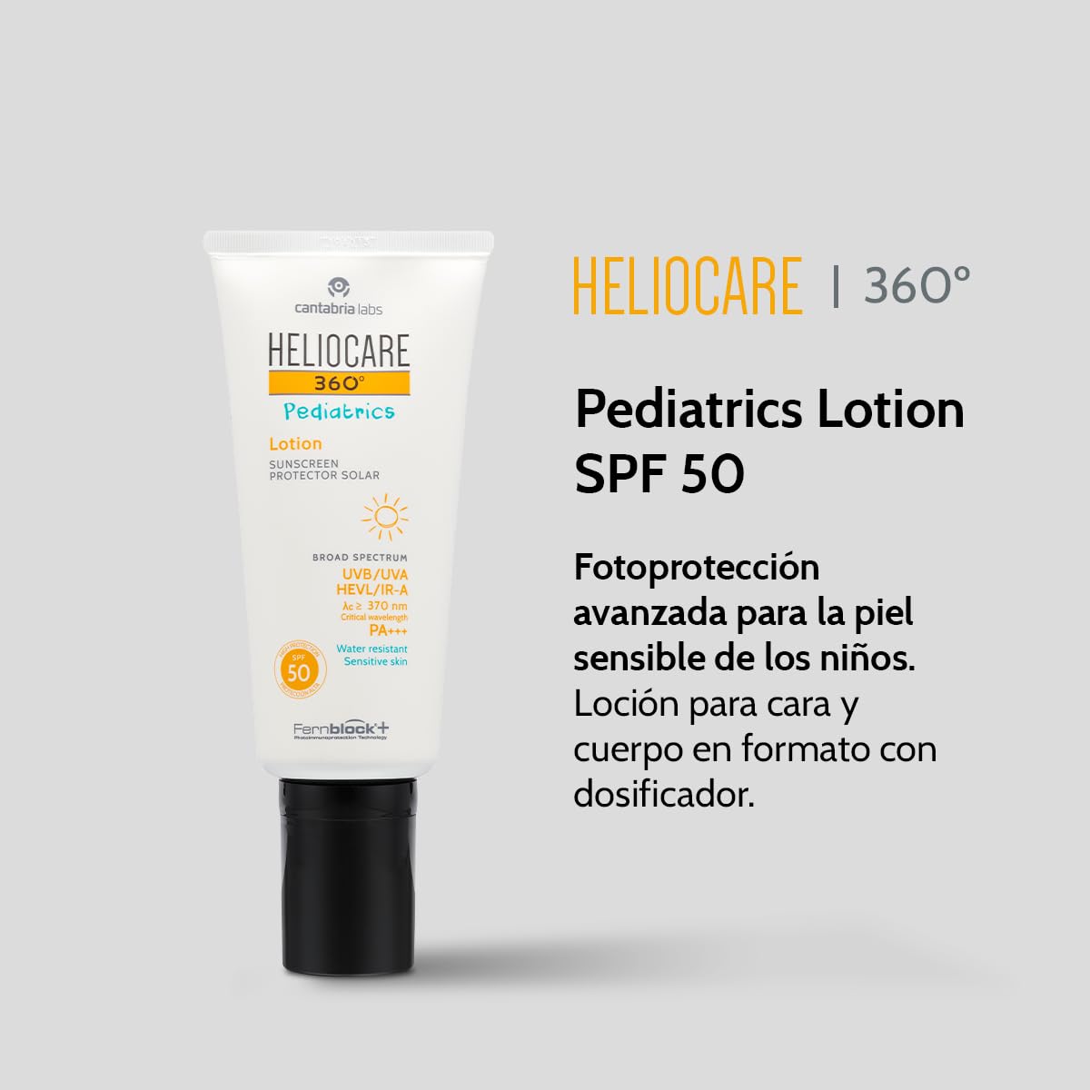 Cantabria Labs - Heliocare 360º Pediatrics Lotion SPF 50 - Loción Fotoprotectora para Niños - Textura Ligera - Protección Avanzada - Resistente al Agua
