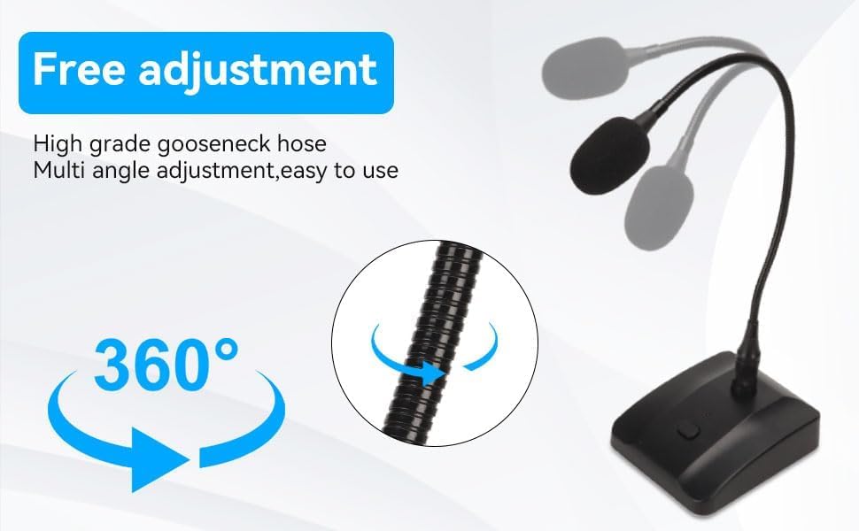 Miniatura 9 de Cyrank Micrófono de condensador de cuello de cisne, micrófono con cable de 0.250 in con botón de silencio, micrófono de escritorio, micrófono de