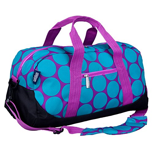 Image of Wildkin Kids Overnighter Duffel Bag - Carry-On Travel Bag for School & Sleepovers, Lightweight, Durable, Boys & Girls Ages 4-15 - Big Dot Aqua