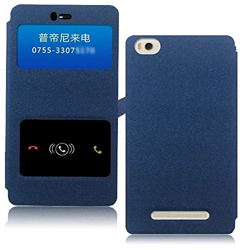 Image of Heartly Gold Sand Sparkle Luxury PU Leather Window Flip Stand Back Case Cover for Xiaomi Miui Mi 4i Dual Sim - Power Blue