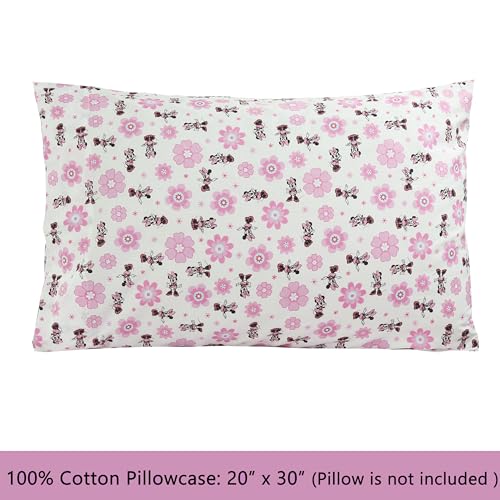 Image of Cozy Line Home Fashions Pink Minnie Mouse Floral 3 Piece Cotton Toddler Sheet Set