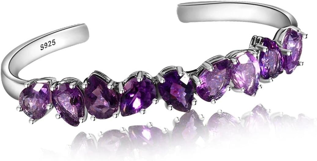 [SYJCCXD] 新しい2026スターリングシルバー925女性のためのバングルファインジュエリーブレスレットパープルウォータードロ