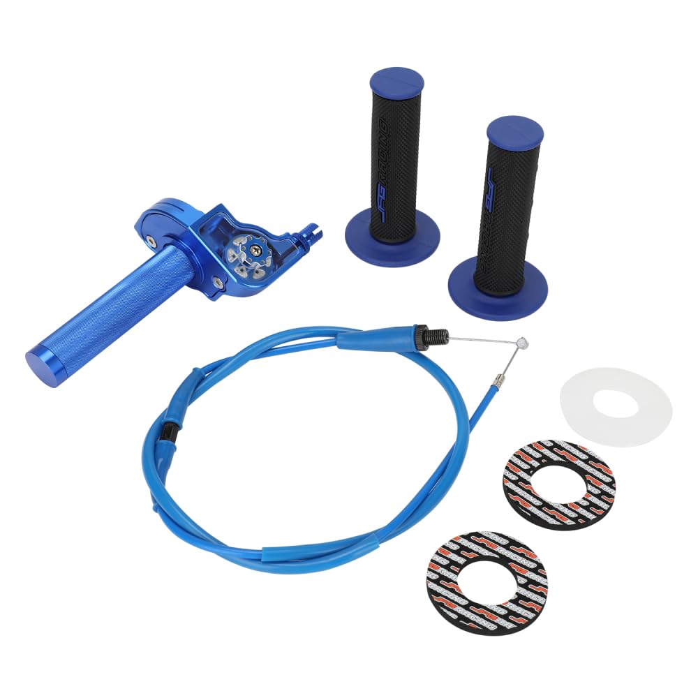 Poignee Accelerateur Moto 7/8 '' 22MM Moto Rotatif et Câble D'accélérateur avec Poignée de 50 110 125 150 200 250cc Dirt Pit Bike ATV (Bleu)