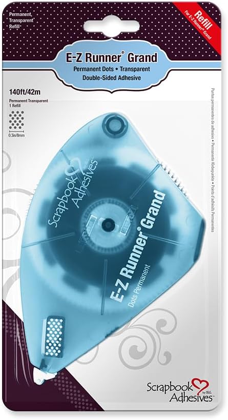 BY 3L Scrapbook Adhesives Perm, E-Z Runner Grand Refill Permanent Dots, Clear (01254-4)