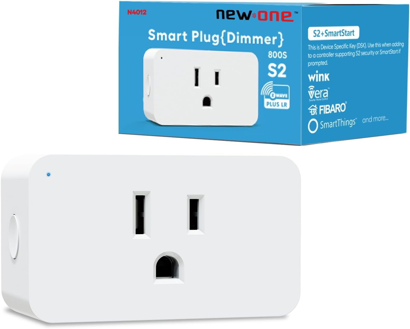 New One Zwave Dimmer Plug, 800 Series Z-Wave Smart Dimmer Plug, Bult in Zwave Repeater, Z-Wave Outlet, Z-Wave Hub Required, Work with Hubitat, SmartThings, Vera, Wink, Fibaro, Homeseer, 2GIG