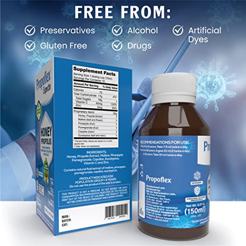 Beelife Propoflex Expecto Cough Syrup - Triple-Action - Natural Cough Syrup For Kids & Adults - Made In Brazil Green Propolis - Zinc, Bromelain, Vitamin C- Helps Support Immunity & Recovery - 150 Ml #TOP2