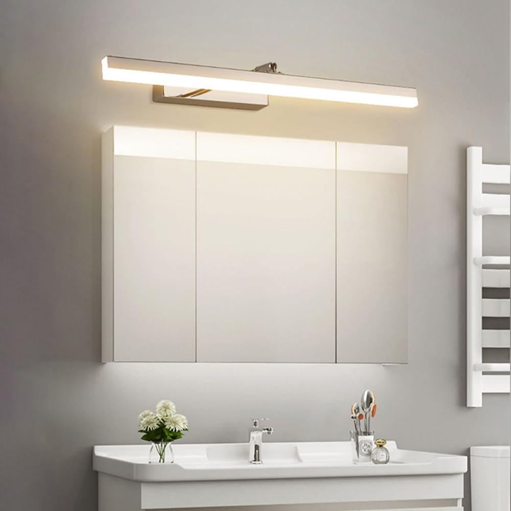 Genérico Lámparas de baño sobre Espejo, lámparas LED para baño, Apliques de Pared sobre Espejo con Brazo retráctil, Acabado Plateado, Apliques de Pared Minimalistas para Interiores.