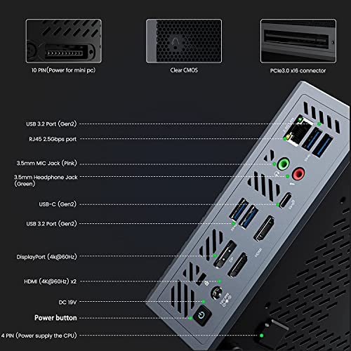 MINISFORUM EliteMini B550 Mini PC Windows 11 Pro AMD Ryzen 7 5700G 8 Cores 32 GB RAM 512 GB PCIe SSD, ondersteuning 1X 2… - Afbeelding 4