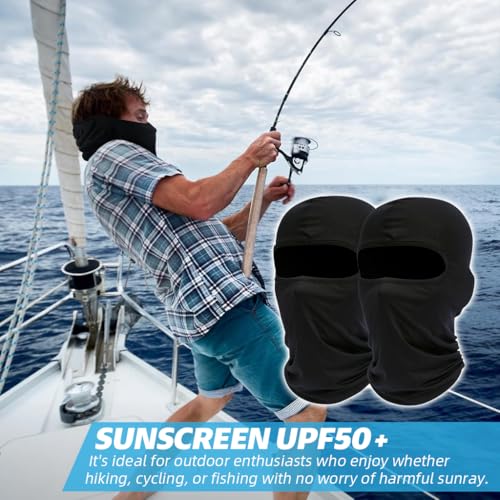 Image of PROBEROS Unisex Cotton 2Pcs Balaclava Face Mask, Face Mask for Bikers, UV Protector Full Cover, Breathable Cool Neck Protects from Wind, Sun, Dust Outdoor Activities, Black, Free Size