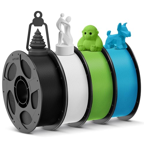 Image of ANYCUBIC 3D Printer Filament PLA Bundle, PLA Filament 1.75mm Dimensional Accuracy + /- 0.02mm, 1KG Reusable Spool, 1KG Reusable Spool, Black+White+Spring Leaf+Tropical Turquoise, 4KG in Total