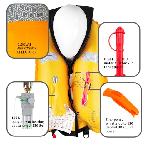 Image of Automatic Inflatable Life Jacket|Life Vest for Adults|PFD Low Profile|Supports up to 330 lbs