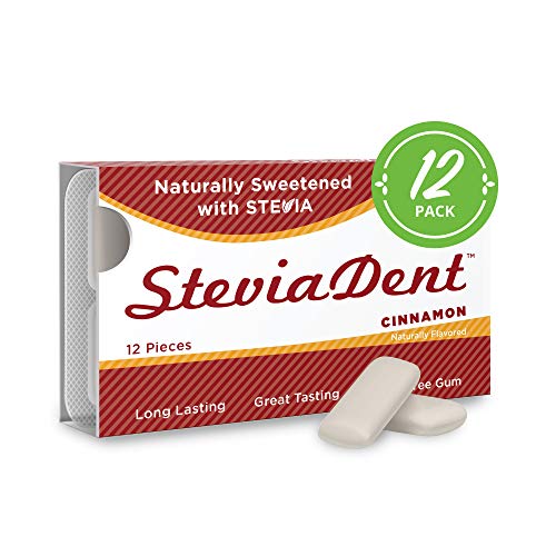 Stevita SteviaDent, Cinnamon - Sugar-Free Gum - 12 Pieces, Pack of 12 - Supports Oral Health -, Non-GMO, Vegetarian, Keto, Gluten Free - 72 Total Servings