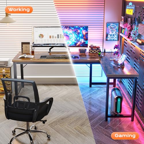 image for Huuger 63 Inch L Shaped Desk with Power Outlets and USB-C Port, 0.95 I