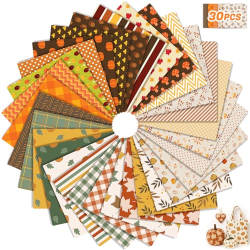 Tatuo 30 Pcs 10 x 10 Inches Fall Cotton Fabric