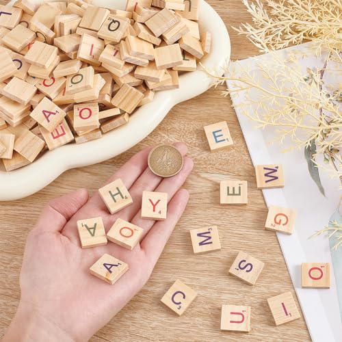 OLYCRAFT 300PCS Azulejos de Letras de Madera Coloridas miniatura 3
