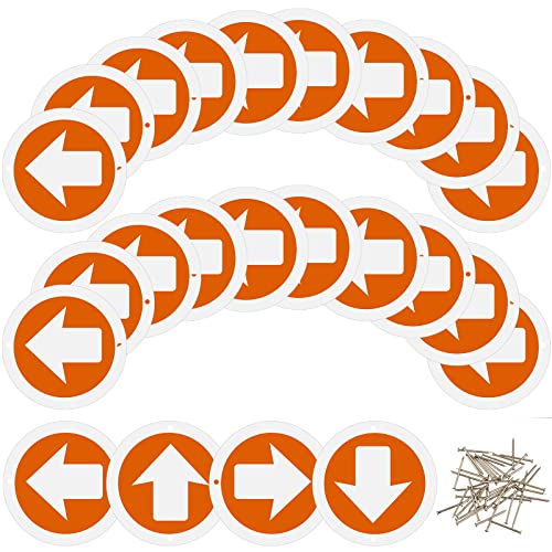 Amylove 48 Pcs Reflective Trail Markers Bright Lightweight Signs Glow Trail Arrows Markers for Tree Marking Reflector Camping Hunting Hiking and More Orange