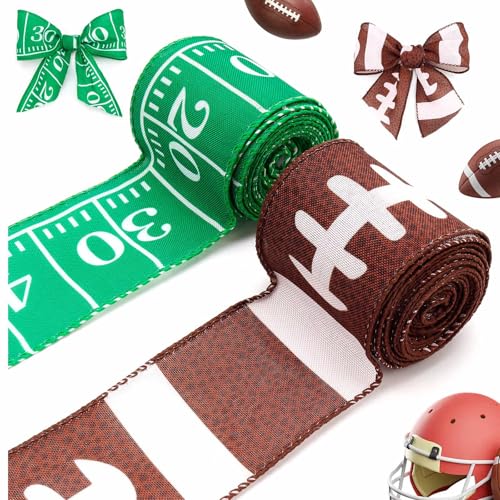 2 Rolls 10 Yards Football Ribbon, Football Wired...